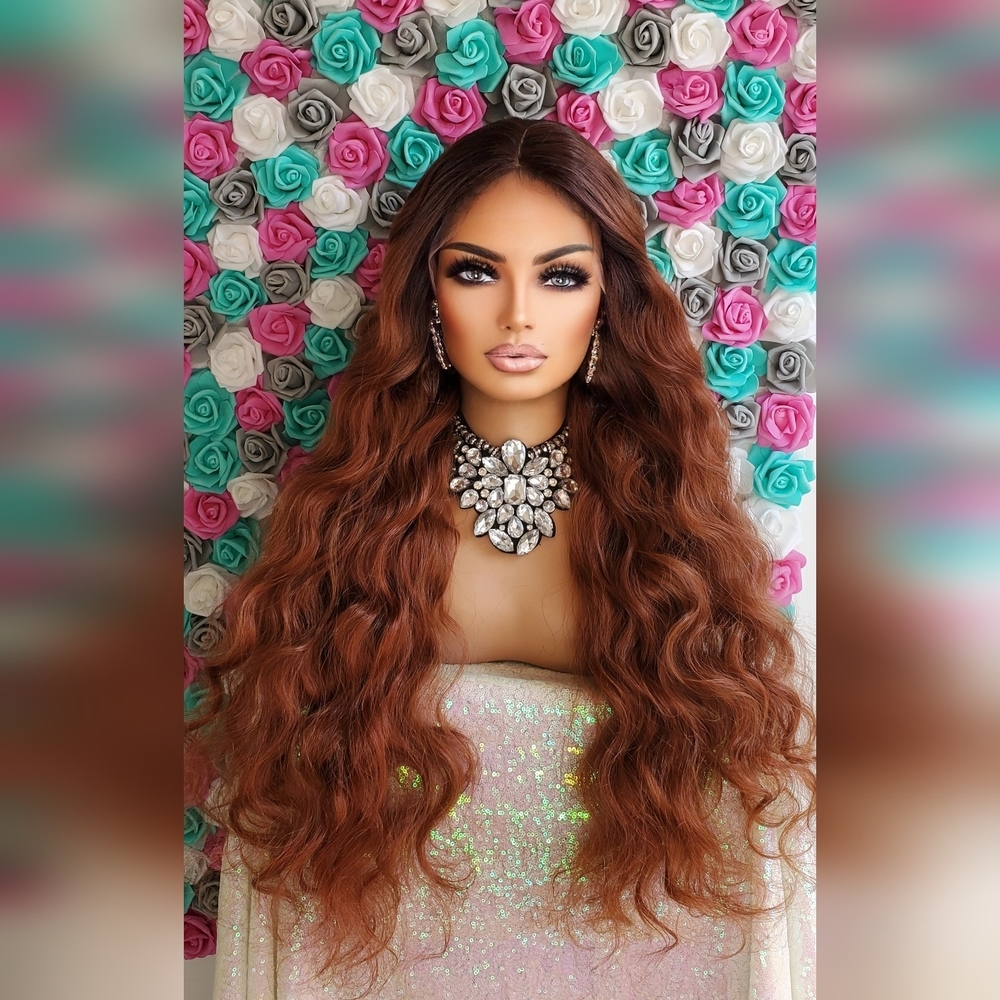 Human hair blend lace front wig